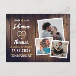 Rustieke houten fotocollage Elegante wijziging van Aankondigingskaart