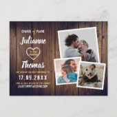 Rustieke houten fotocollage Elegante wijziging van Aankondigingskaart (Voorkant)