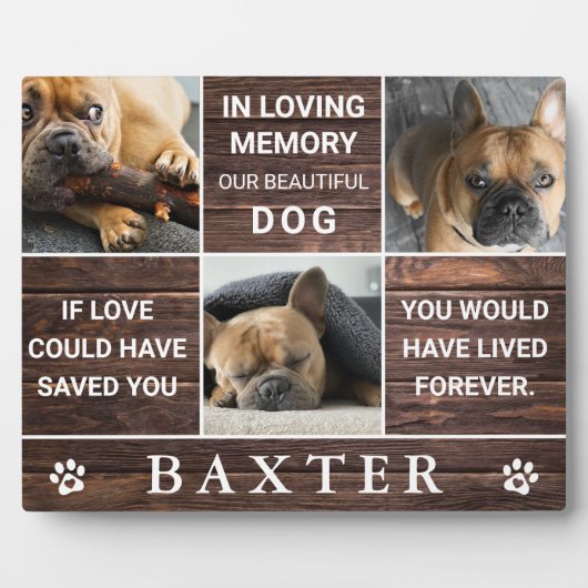 Rustieke houten fotocollage herdenkingsplek huisdi fotoplaat (Voorkant)
