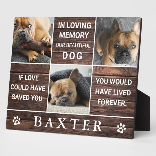 Rustieke houten fotocollage herdenkingsplek huisdi fotoplaat (Zijkant)