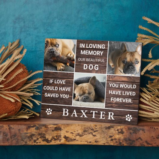 Rustieke houten fotocollage herdenkingsplek huisdi fotoplaat (Zijkant)