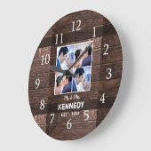 Rustieke houten fotocollage voor huwelijksverjaard grote klok (Hoek)