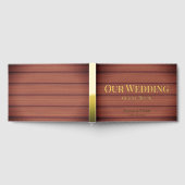 Rustieke houten gebladerte gouden folie bruiloft gastenboek (Volledig)