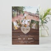 Rustieke Houten Gegraveerde Hart FOTO COLLAGE TROU Kaart (Staand voorkant)