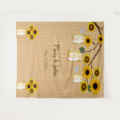 Rustieke Houten Gele Bloemige Pot Foto Achtergrond Wandkleed (Voorkant (horizontaal))