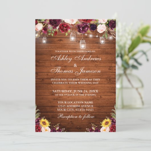 Rustieke Houten Gemengde Bloem Pot Lichtsnoeren Br Kaart (Staand voorkant)