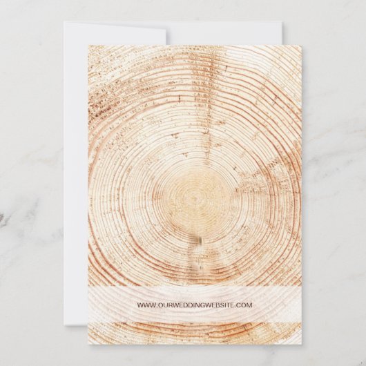 Rustieke houten gesneden plak  bruiloft kaart (Achterkant)