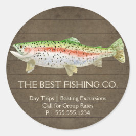 Rustieke houten Gevist gids Lake Charter Boat Ronde Sticker