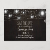Rustieke houten gloeilampen Save the Date Briefkaa Aankondigingskaart (Voorkant)