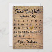 Rustieke Houten Gouden Liefdes Hart Kalender Bewaa Save The Date (Voorkant)