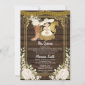 Rustieke houten gouden Mexicaanse Charro Miss Quin Kaart (Voorkant)