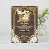 Rustieke houten gouden Mexicaanse Charro Miss Quin Kaart (Staand voorkant)