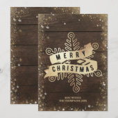 Rustieke houten gouden sneeuwvlok Kerstvakantie Feestdagenkaart (Voorkant / Achterkant)