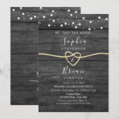 Rustieke Houten Gouden Strijklichten Huwelijksrece Kaart (Voorkant / Achterkant)