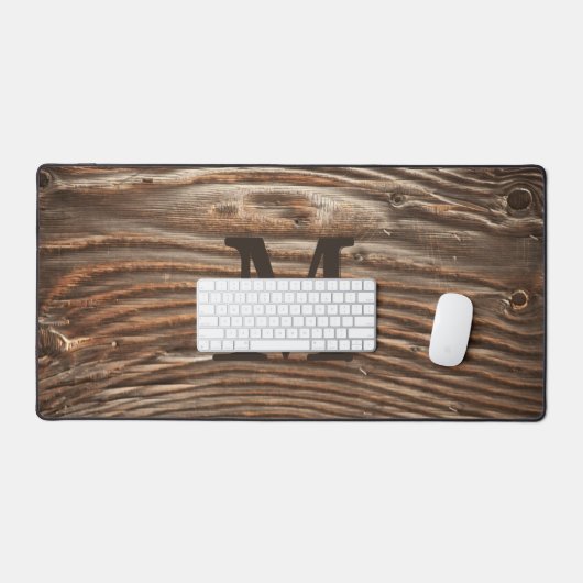 Rustieke Houten Graan Foto Afbeelding Monogram Cus Bureaumat (Keyboard & Muis)