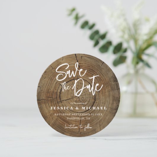 Rustieke Houten Graan Land Bruiloft Save The Date (Staand voorkant)