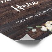 Rustieke houten groen-wit bloem boho aangepast bor poster (Hoek)