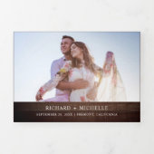 Rustieke Houten Groene Palmbladeren Krans Foto Bru Drieluik Uitnodiging (Cover)