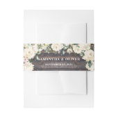 Rustieke houten groene witte rozen bloemige trouwd uitnodigingen wikkel (Voorkant Voorbeeld)