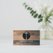 Rustieke Houten Hamer Huis Bouw Bouw Visitekaartje (Staand voorkant)