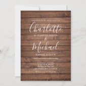 Rustieke Houten Handtekening Trouwscript Kaart (Voorkant)