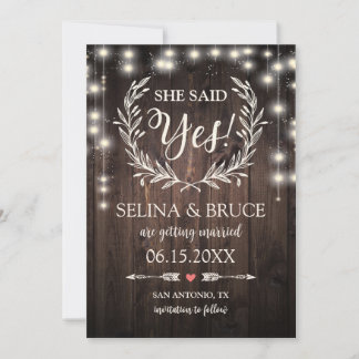 Rustieke Houten Hangende Lichten Save the Date Kaa Kaart