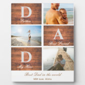 Rustieke houten Happy Vaderdag 3 fotocollage Fotoplaat (Voorkant)