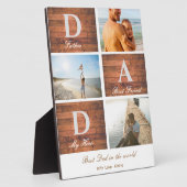 Rustieke houten Happy Vaderdag 3 fotocollage Fotoplaat (Zijkant)