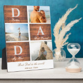 Rustieke houten Happy Vaderdag 3 fotocollage Fotoplaat (Zijkant)