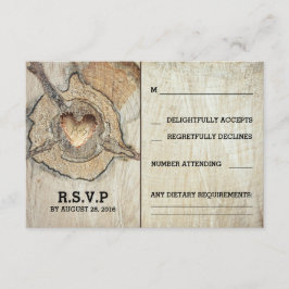 Rustieke Houten Hart Boom Bruiloft RSVP Kaarten Kaartje