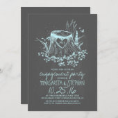 Rustieke houten hart boom verlovingsfeest uitnodig kaart (Voorkant / Achterkant)