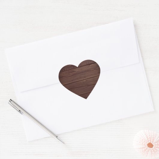 Rustieke Houten Hart Envelop Afdichting Sticker (Envelop)