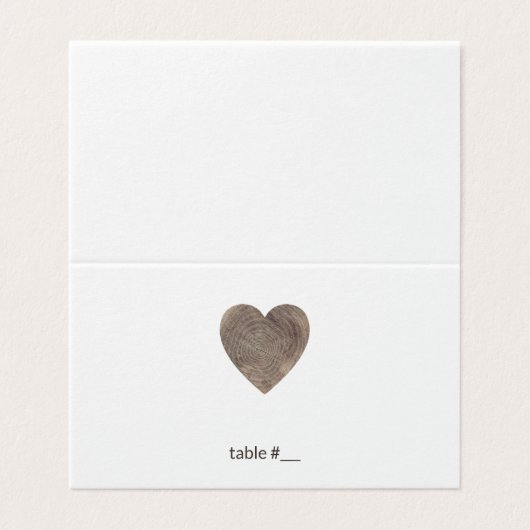 Rustieke houten hart plaats kaarten - gevouwen (Buitenkant ongevouwen)
