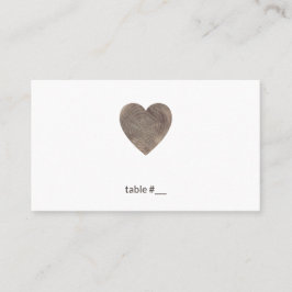 Rustieke houten hart plaats kaarten - plat plaatskaartje