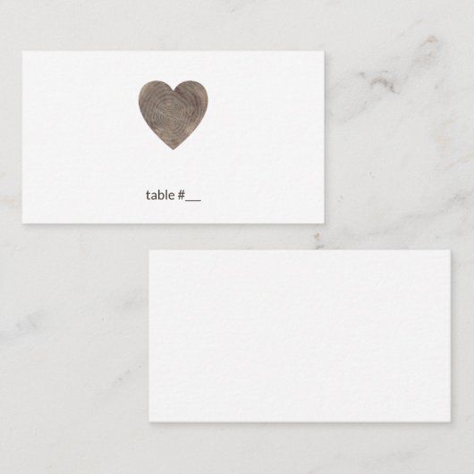Rustieke houten hart plaats kaarten - plat plaatskaartje (Voorkant / Achterkant)