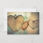 Rustieke houten harten - 3x5 bruiloft uitnodiging (Achterkant)