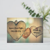 Rustieke houten harten - 3x5 Save the Date Kaart (Staand voorkant)