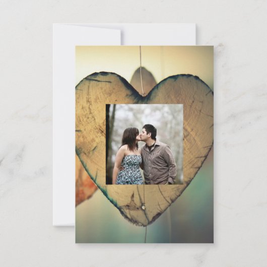 Rustieke houten harten - 3x5 Save the Date Kaart (Achterkant)