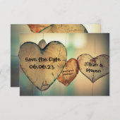 Rustieke houten harten - 3x5 Save the Date Kaart (Voorkant / Achterkant)