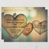 Rustieke houten harten - 6.5 x8.75 bruiloft uitnod kaart (Voorkant / Achterkant)