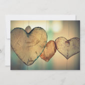Rustieke houten harten - bruiloft uitnodiging (Achterkant)