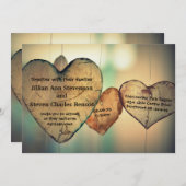 Rustieke houten harten - bruiloft uitnodiging (Voorkant / Achterkant)