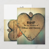 Rustieke houten harten - RSVP Post Kaart (Voorkant / Achterkant)