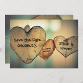 Rustieke houten harten - Save the Date 5x7 Kaart (Voorkant / Achterkant)