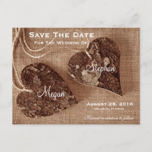 Rustieke Houten Harten Wedding SaveTheDate Briefka Aankondigingskaart