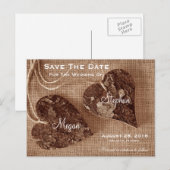 Rustieke Houten Harten Wedding SaveTheDate Briefka Aankondigingskaart (Voorkant / Achterkant)