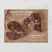 Rustieke Houten Harten Wedding SaveTheDate Briefka Aankondigingskaart (Voorkant)
