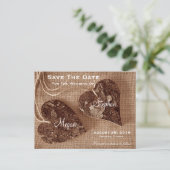 Rustieke Houten Harten Wedding SaveTheDate Briefka Aankondigingskaart (Staand voorkant)