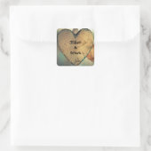 Rustieke Houten Hartjes - Vierkante Stickers (Tas)