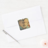 Rustieke Houten Hartjes - Vierkante Stickers (Envelop)